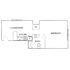 Chic floor plan illustrating a 1-bedroom layout with open living/dining area, modern kitchen, and sleek bathroom.