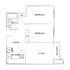 Modern floor plan showcasing 2 bedrooms, a dining area, living room with balcony, and a compact kitchen.