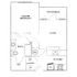 Charming floor plan showcasing a master bedroom with en-suite bath, open living area leading to a patio deck, and a modern kitchen with laundry facilities.