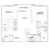 Elegant 2D floor plan featuring a master bedroom, additional bedroom, open living area, modern kitchen, and spacious patio/deck.