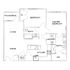 Charming 2D floor plan with master bedroom, additional bedroom, stylish kitchen, spacious living and dining area, and patio access.