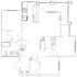 Modern 2D floor plan showcasing 2 bedrooms, 2 bathrooms, a kitchen, and open living areas with efficient layout.