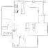 Contemporary floor plan showcasing 2 bedrooms, 2 bathrooms, a sleek kitchen, and an airy living area designed for modern comfort.
