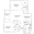 Contemporary floor plan featuring two spacious bedrooms, two bathrooms, a large living room with balcony access, and a dining room adjacent to a modern kitchen. Includes a foyer, walk-in closets, and efficient layout.
