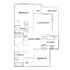 Contemporary floor plan showcasing 2 bedrooms, a spacious living room, dining area, and modern kitchen adjacent to a balcony.