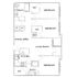 Modern apartment floor plan showcasing 3 bedrooms, open living and dining areas, a well-equipped kitchen, and a balcony.