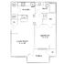 Inviting floor plan showcasing a 1-bedroom apartment with a spacious living room, modern kitchen, and cozy porch.