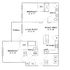 Modern floor plan featuring 2 spacious bedrooms, an inviting living room, open kitchen with adjacent dining area, two baths, and a cozy porch.