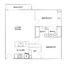 Modern 2D floor plan showcasing 2 bedrooms, 2 bathrooms, an open living/dining area, and a kitchen with walk-in closet, featuring a balcony.