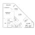 Modern apartment floor plan with a spacious bedroom, inviting living and dining areas, well-equipped kitchen, balcony, and utility closets.