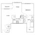 Inviting floor plan showcasing a 1-bedroom layout with open living and dining area, modern kitchen, spacious bath, and a charming balcony.