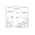 Charming floor plan showcasing 2 spacious bedrooms, airy living and dining area, modern kitchen, and inviting balcony.