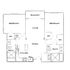Elegant 2-bedroom floor plan with spacious living and dining area, modern kitchen, and large balcony, perfect for comfortable living.