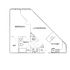Modern floor plan with one bedroom, spacious living/dining area, stylish kitchen, and a convenient bathroom layout.