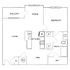 Sophisticated floor plan showcasing a spacious bedroom, den, living area, kitchen with modern appliances, and a relaxing balcony.