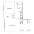 Modern floor plan highlighting 1 bedroom, open kitchen, and integrated living/dining space with convenient storage options.