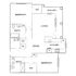 Elegant floor plan featuring 2 bedrooms, 2 bathrooms, an open living and dining area, a modern kitchen, and a balcony for outdoor relaxation.