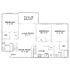 Inviting floor plan with three spacious bedrooms, open living room, and a cozy dining area adjacent to a modern kitchen. Includes two full baths and a patio or balcony.