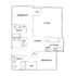 Contemporary floor plan featuring 2 bedrooms, spacious living and dining area, well-equipped kitchen, and 2 bathrooms with laundry space.