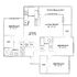 Elegant floor plan featuring 3 spacious bedrooms, open-concept living room, dining area, and a modern kitchen with access to a patio/balcony.