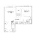 Charming and efficient floor plan featuring 1 bedroom, open-concept living/dining area, modern kitchen, and spacious bath.