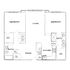 Modern floor plan showcasing 2 spacious bedrooms, open living and dining areas, and a functional kitchen. Amenities include two bathrooms and walk-in closets, ideal for stylish living.