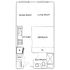 Modern floor plan showcasing an open-concept living and dining room, a cozy bedroom, well-equipped kitchen, and a convenient laundry area.