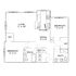 Contemporary floor plan with 3 bedrooms, expansive living area, modern kitchen, and two bathrooms.