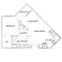 Elegant apartment floor plan featuring a cozy bedroom, spacious living room, modern kitchen, dining area, and a balcony, complete with a laundry space and well-sized bathroom.
