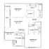 Charming floor plan featuring two bedrooms, two baths, an airy living room with a fireplace, dining room, and functional kitchen with deck access, perfect for modern living.