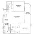 Modern floor plan featuring 2 spacious bedrooms, a large living room, functional kitchen, dining area, and a private patio/balcony.