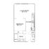 Contemporary floor plan showcasing a one-bedroom layout with a spacious living room, kitchen, and convenient bathroom setup.