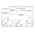 Inviting floor plan showcasing 3 bedrooms, open living/dining area, and modern kitchen with patio access.