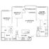 Modern floor plan featuring 3 bedrooms, a spacious living/dining area, a well-equipped kitchen, and a patio/balcony for outdoor relaxation.
