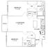 Modern 2D floor plan featuring two bedrooms, spacious living/dining area, and a convenient kitchen layout with patio access.