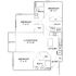 Inviting floor plan showcasing three bedrooms, expansive living and dining area, modern kitchen, two baths, and a private balcony.