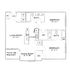 Elegant apartment floor plan showcasing 2 bedrooms, modern kitchen, spacious living room, dining area, and private patio or balcony.