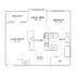 Chic floor plan showcasing a spacious living room, dining area, balcony, kitchen, bedroom, study, and a bath with a walk-in closet.