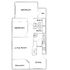 Innovative floor plan showcasing 2 bedrooms, 2 baths, a modern kitchen, and a bright living room with balcony access.