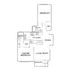 Chic 2-bedroom floor plan with open kitchen, dining area, and expansive living room, complemented by a cozy balcony.