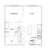 Modern 1-bedroom floor plan with spacious living area, elegant kitchen, and bathroom with walk-in closet.