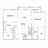 Elegant floor plan featuring two bedrooms, two baths, open living and dining areas, modern kitchen, and a private balcony.