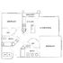 Elegant floor plan showcasing two spacious bedrooms, open living/dining area, modern kitchen, two bathrooms, and a balcony.