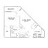 Chic floor plan featuring a spacious 1 bedroom with balcony access, open living room, modern kitchen, and convenient bath with washer-dryer setup.