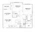 Modern apartment floor plan featuring 2 bedrooms, 2 bathrooms, open-concept kitchen and living room, spacious dining area, balcony, and walk-in closet.
