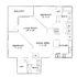 Elegant floor plan featuring 2 spacious bedrooms, a stylish living room, modern kitchen, and a relaxing balcony.