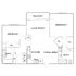 Modern floor plan featuring 2 bedrooms, a spacious living room with balcony, and kitchen with dining area, perfect for comfortable living.