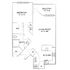 Chic floor plan highlighting 1 bedroom, expansive living room with balcony, and modern kitchen amenities.