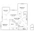 Elegant floor plan showcasing 2 bedrooms, a spacious living room, dining area, and a modern kitchen with balconies and storage space.