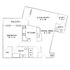 Upscale floor plan featuring a spacious bedroom, open-concept kitchen and dining area, cozy living room with adjoining balcony, and additional study space.